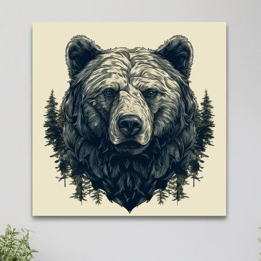 Artistic illustration of a black bears head