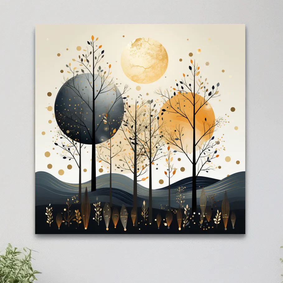 Surreal illustation of a chic boho forest
