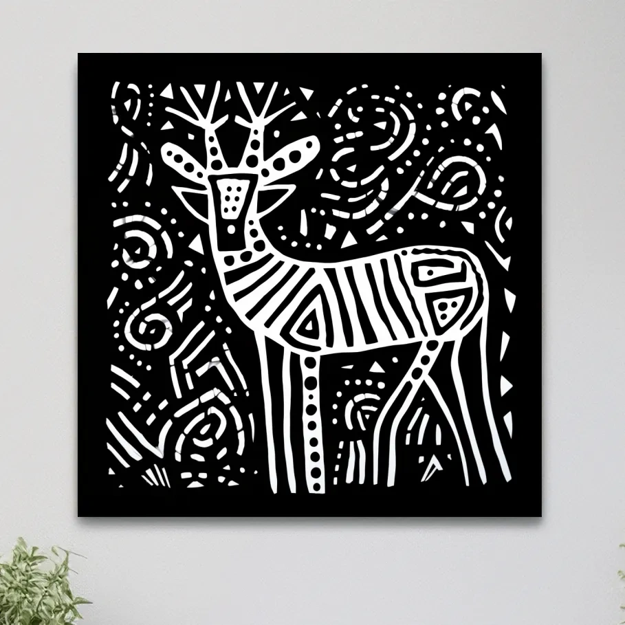Simple tribal style doodle illustration of a deer