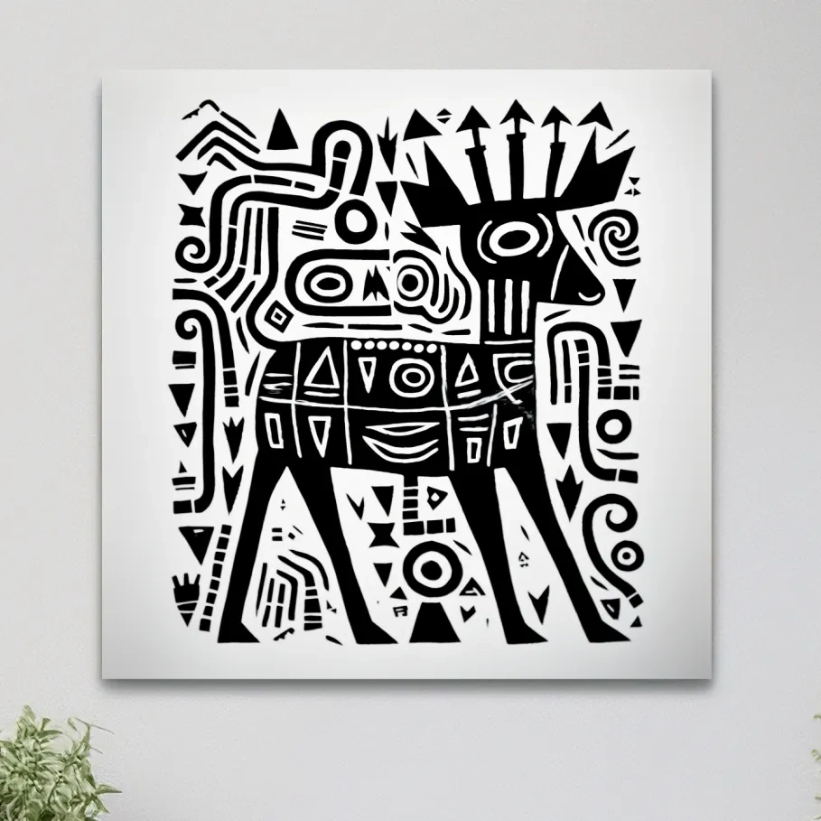 Tribal style quirky deer doodle illustration art