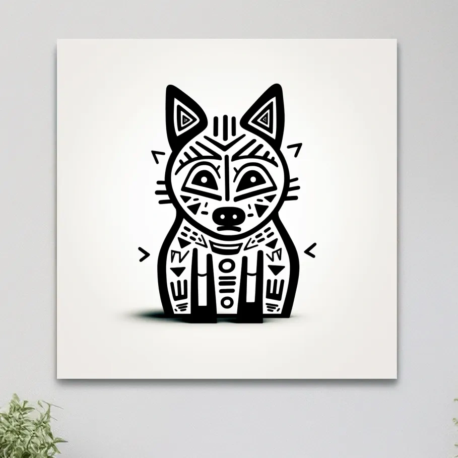 Outline of a cartoon fox, quirky doodle art