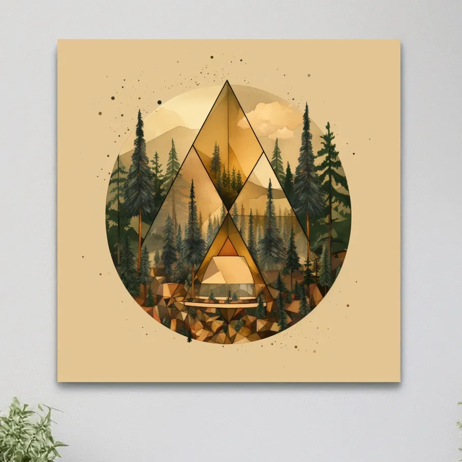 Cabin in the forest, elegant rustic wall art
