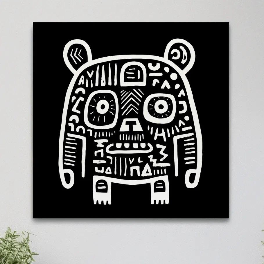 Bear artwork, quirky doodle style illustration