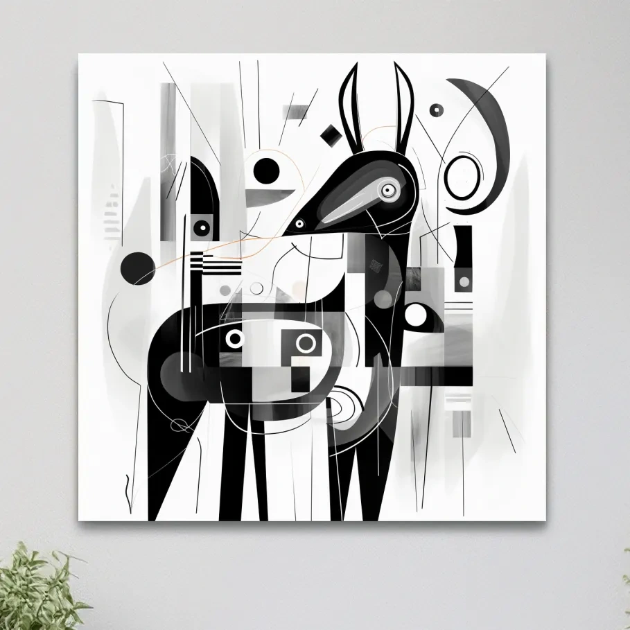 Abstract Geometric Deer Illustration - Mid Century Animal Wall Art