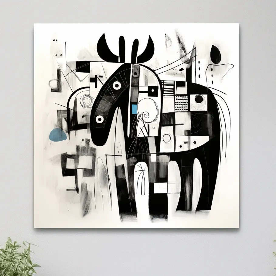 Mid-century abstract style painting of a moose