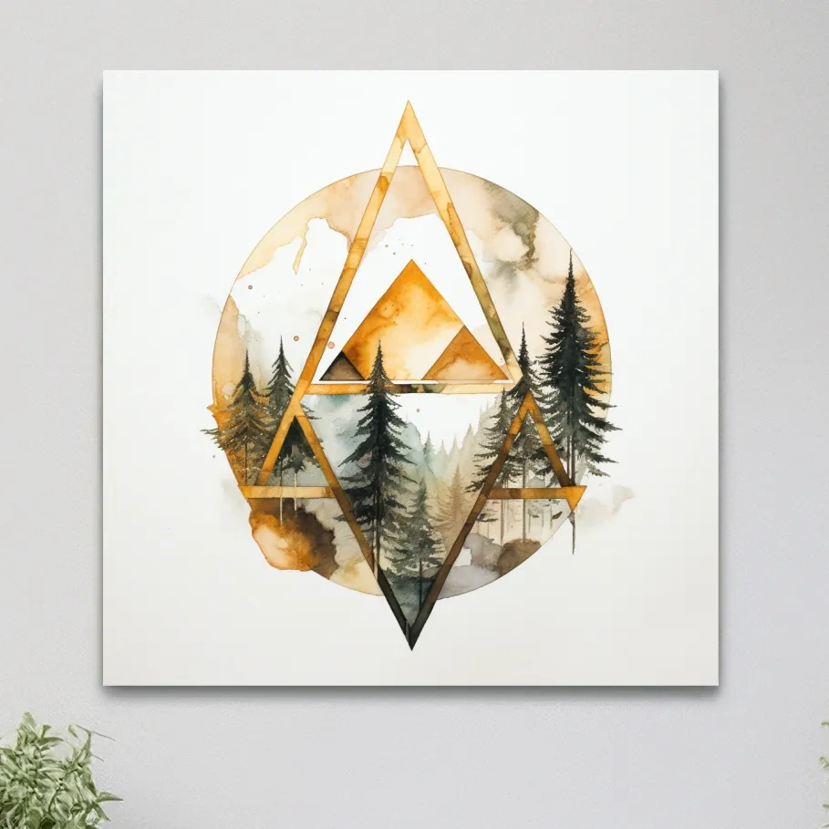 Rustic elegant abstract golden forest art