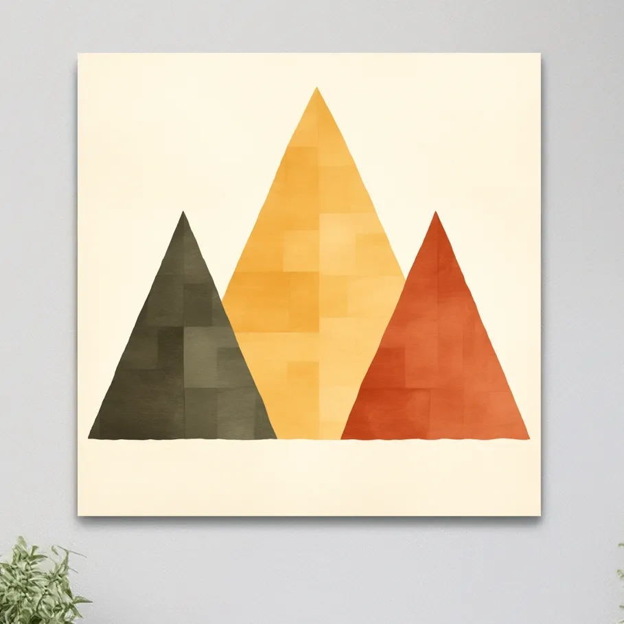 Minimal geometic mountain art, rustic boho style illustration