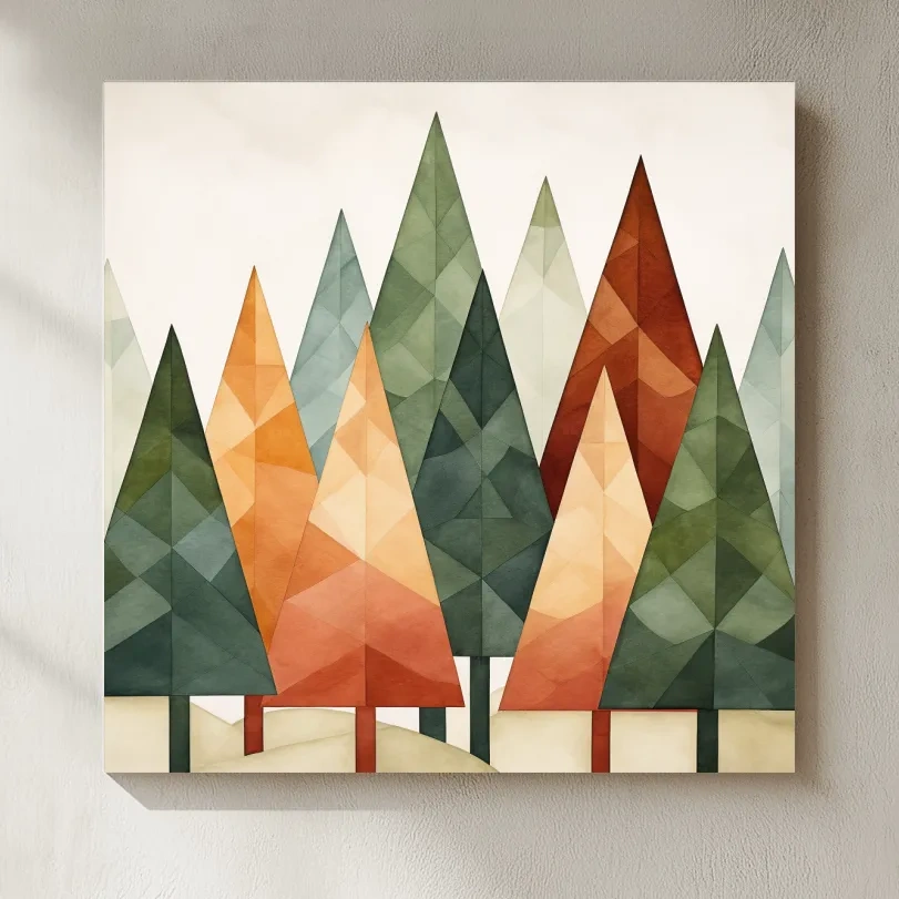 Rustic Watercolor Pine Forest - Scandinavian Nature Wall Art