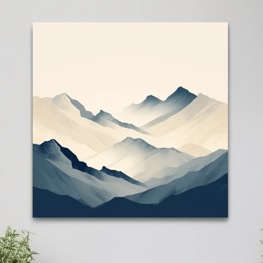 Rustic mountain artwork, minimal mountain shapes