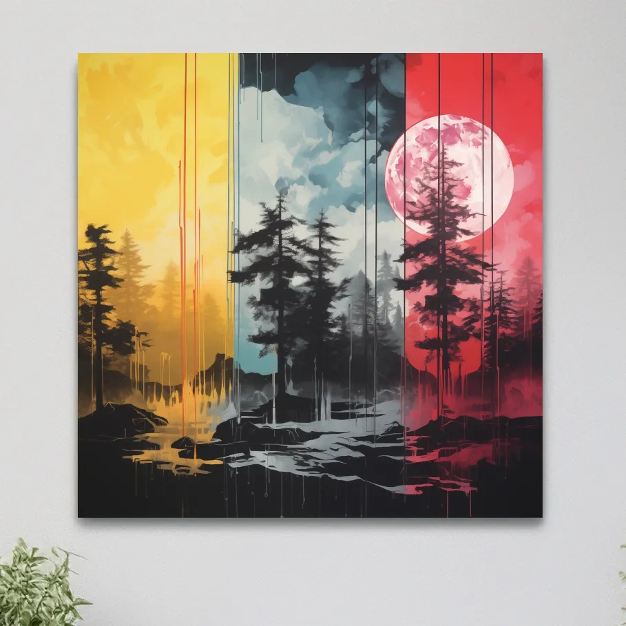 Surreal moonlit forest artwork illustration