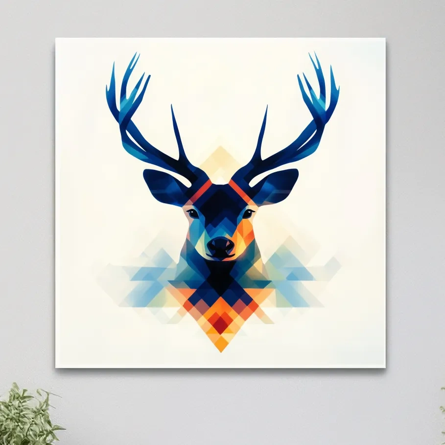 Colorful deer head illustration print wall art