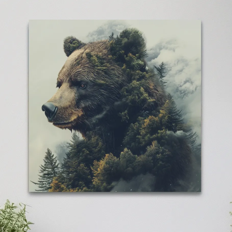 Surreal Grizzly Bear Forest - Wildlife Nature Wall Art