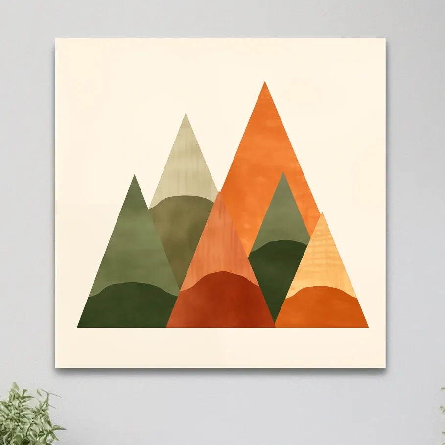 Rustic boho geometic mountain art illustration