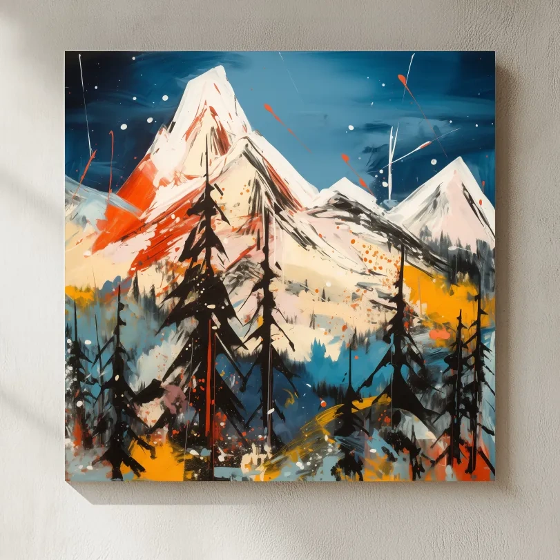 Vibrant Abstract Alpine Mountain Peaks - Bold Contemporary Painting Wall Art