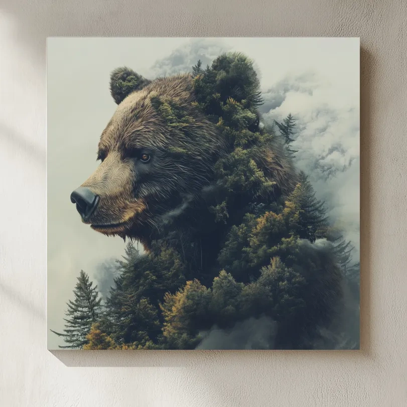 Surreal Grizzly Bear Forest - Wildlife Nature Wall Art