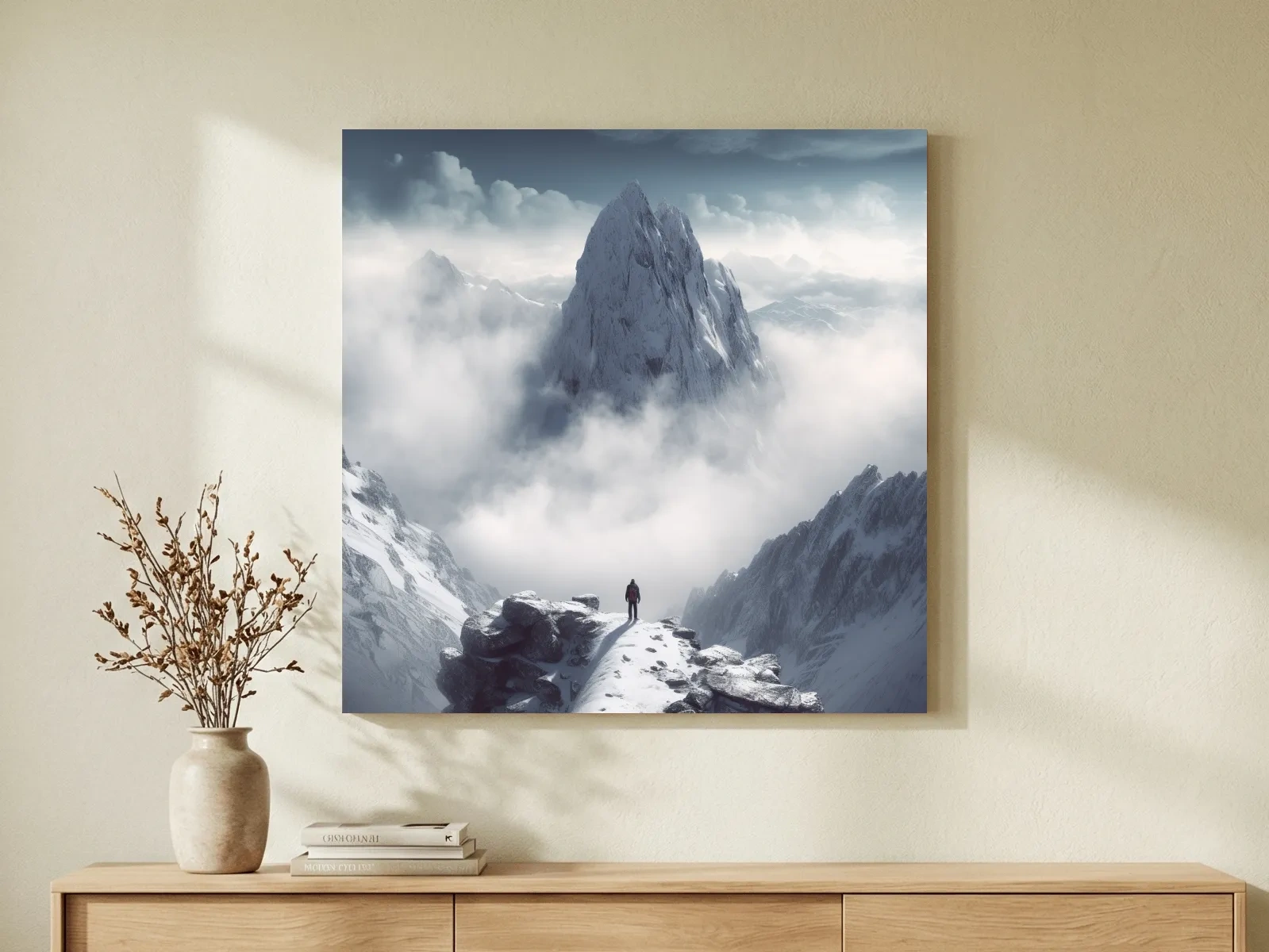 Epic Snowy Mountain Peak Above Clouds - Cinematic Alpine Landscape Wall Art