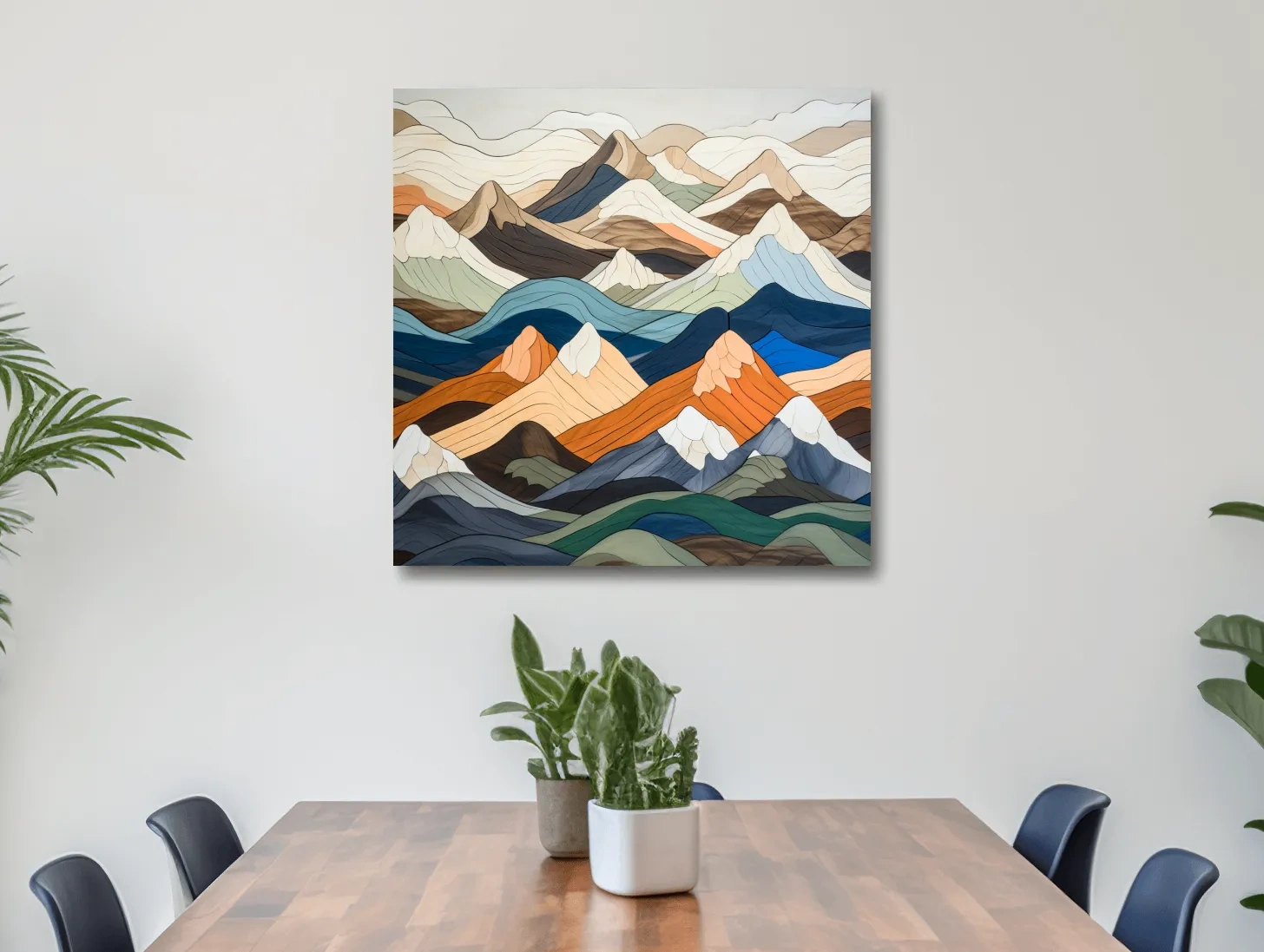 Layered Geometric Mountain Ranges - Modern Abstract Landscape Artwork