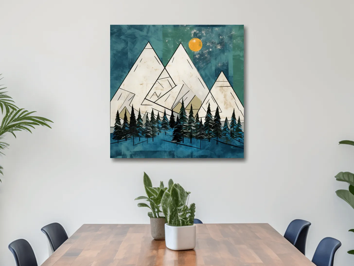 Mountain illustration artwork, treeline in the alpine