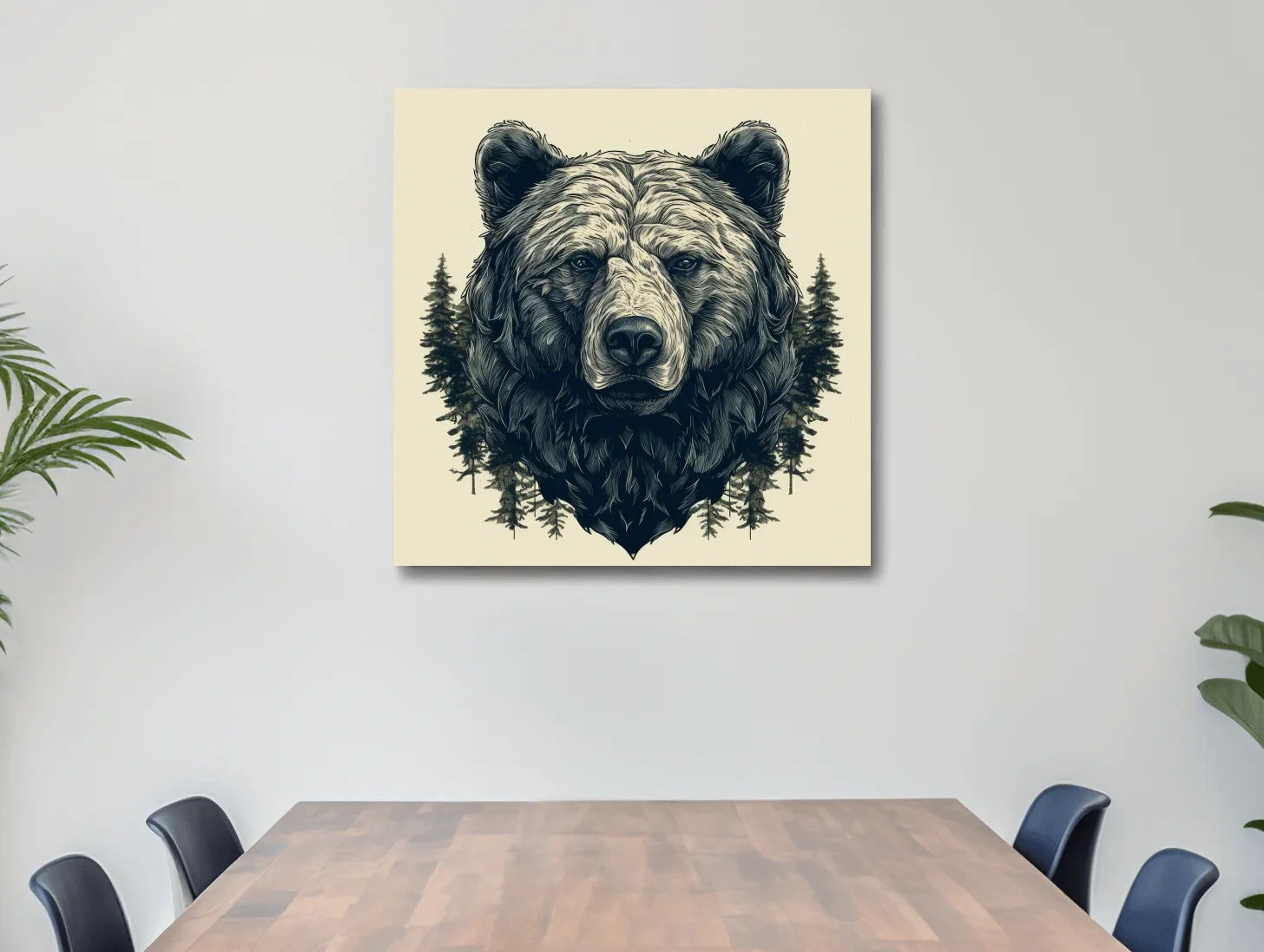Grizzly Bear Portrait Illustration Artwork - Vintage Wilderness Forest Wall Art