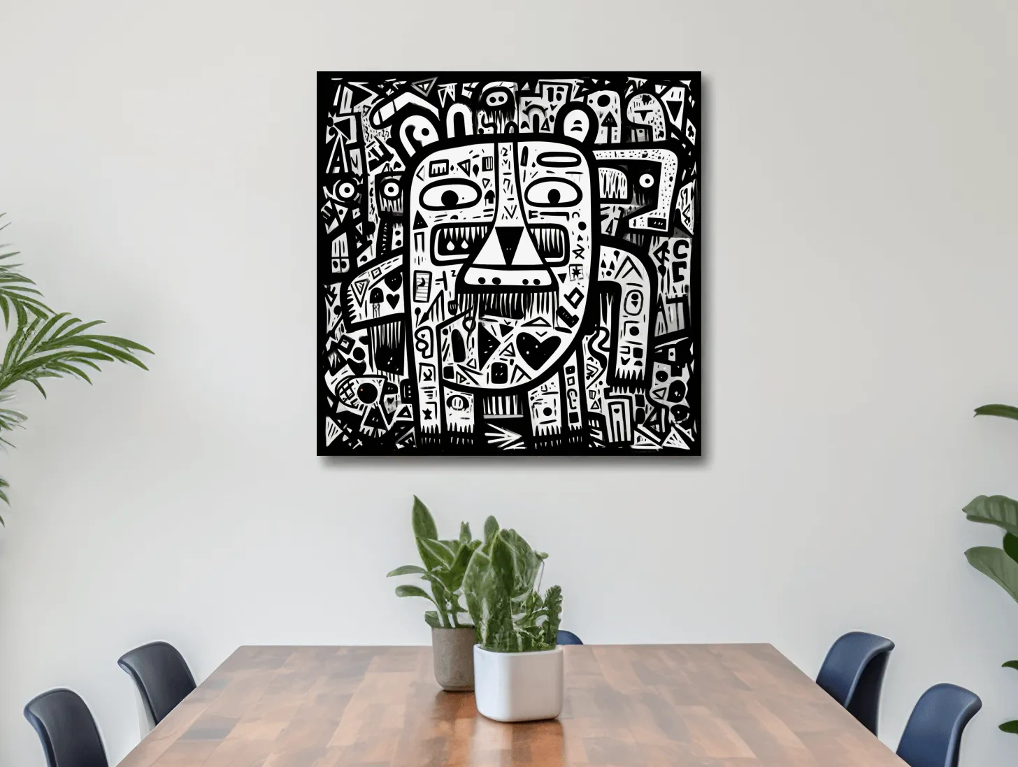 Tribal style doodle illustration of a bear character