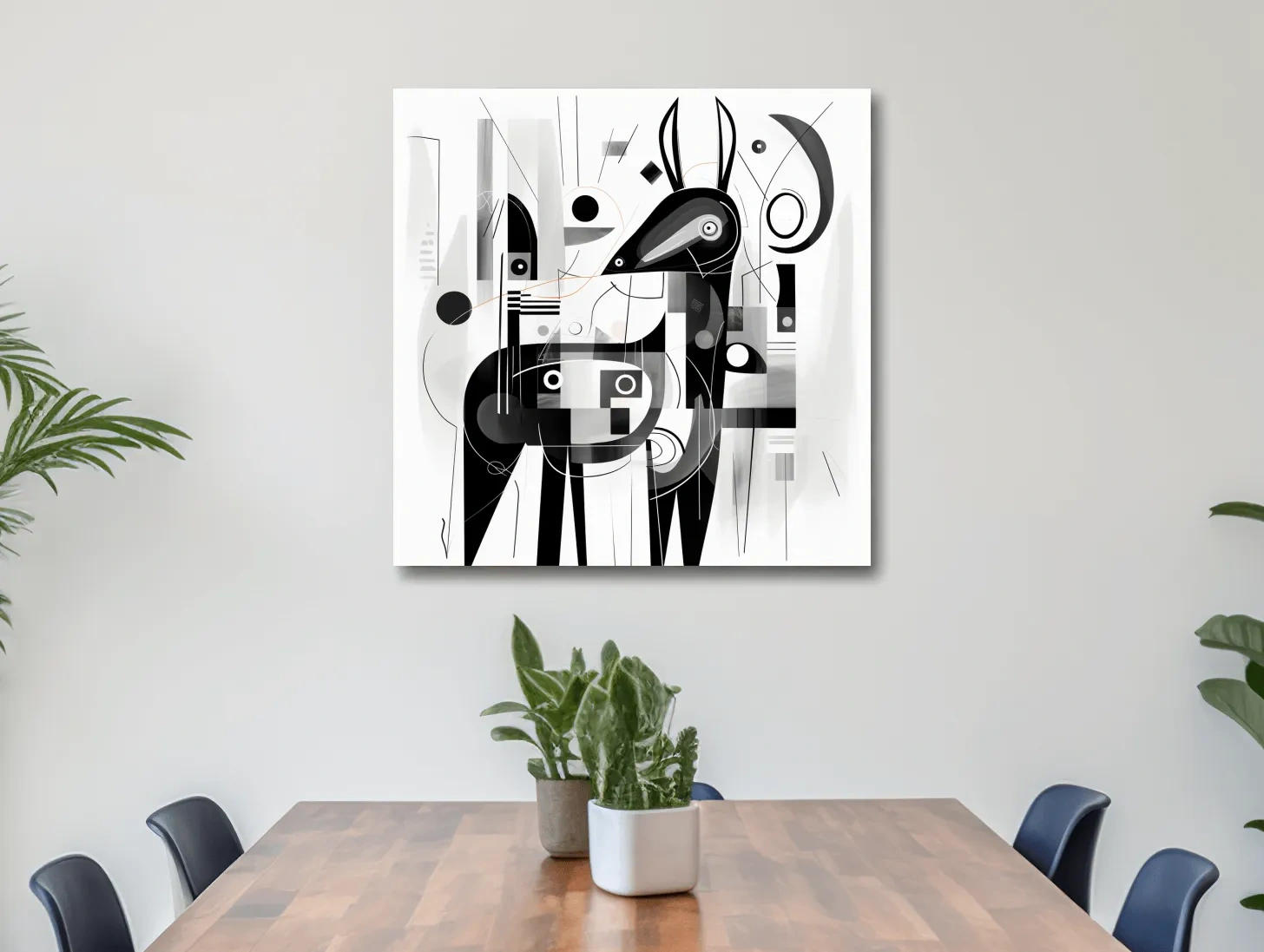 Abstract geometric painting of a deer