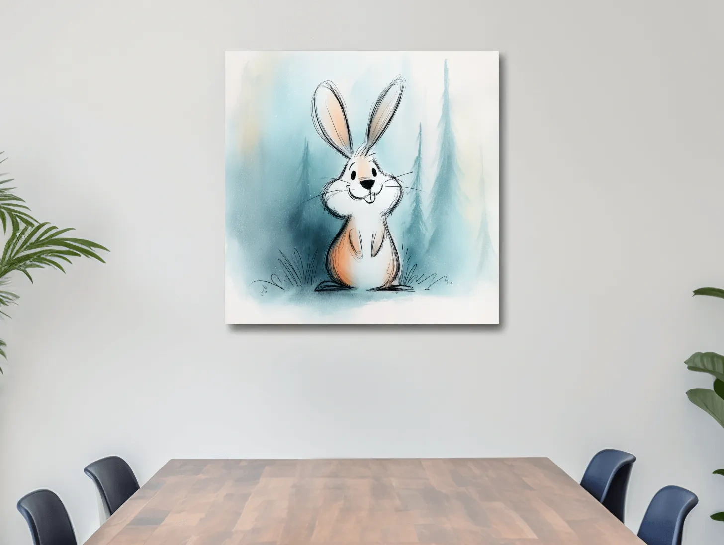 Cute Watercolor Bunny Illustration - Whimsical Woodland Nursery Wall Art