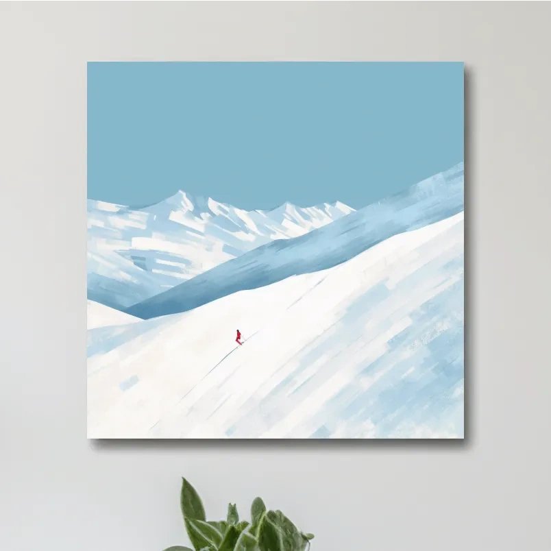 Simplistic painting, skier sends a line