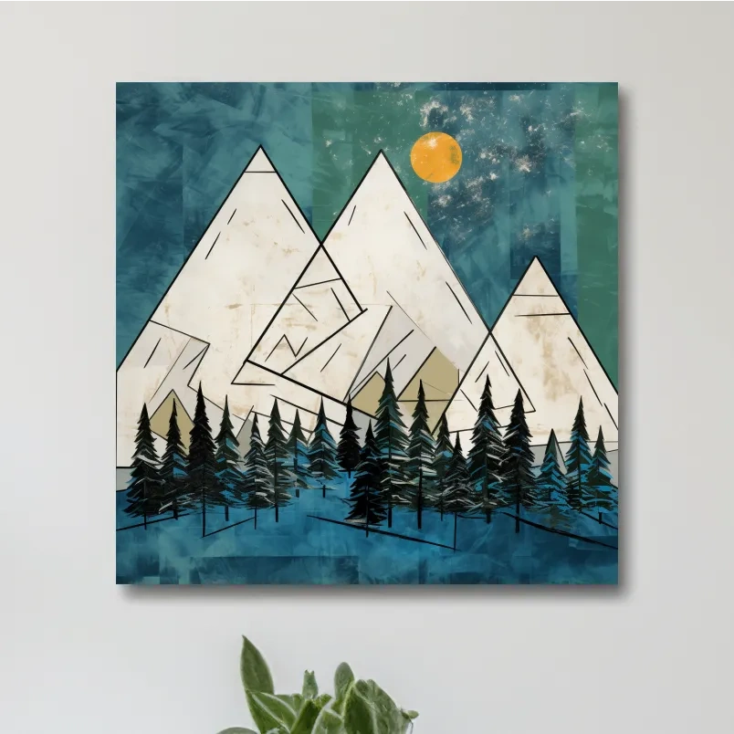 Mountain illustration artwork, treeline in the alpine