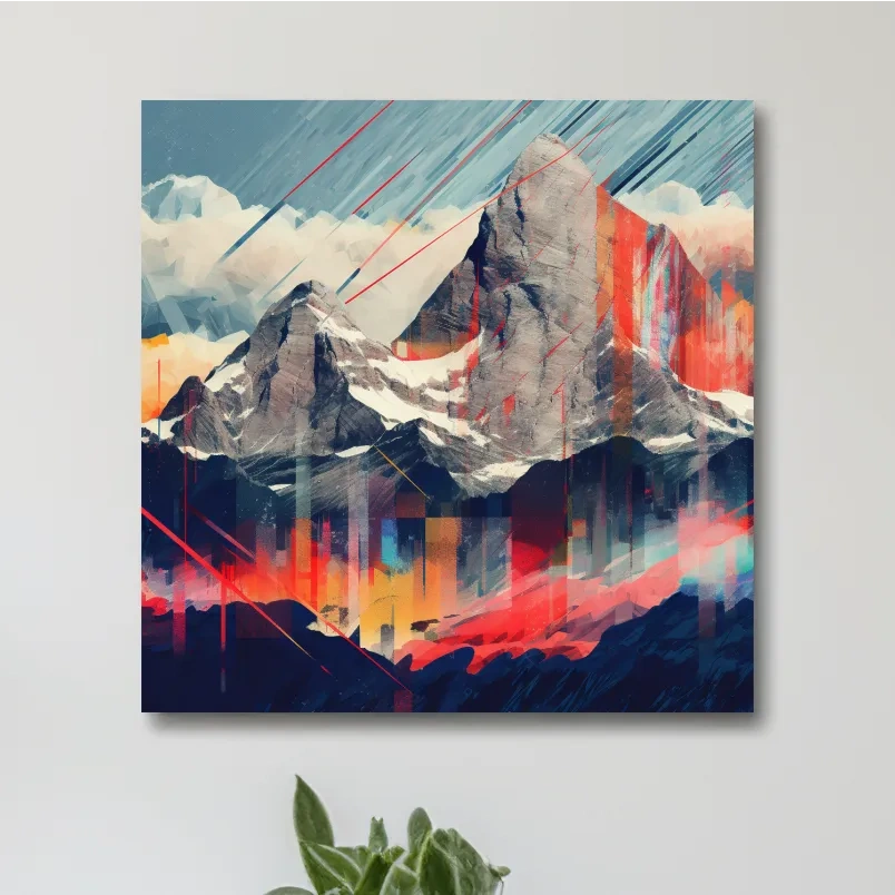 Abstract mountain, colourful glitch art