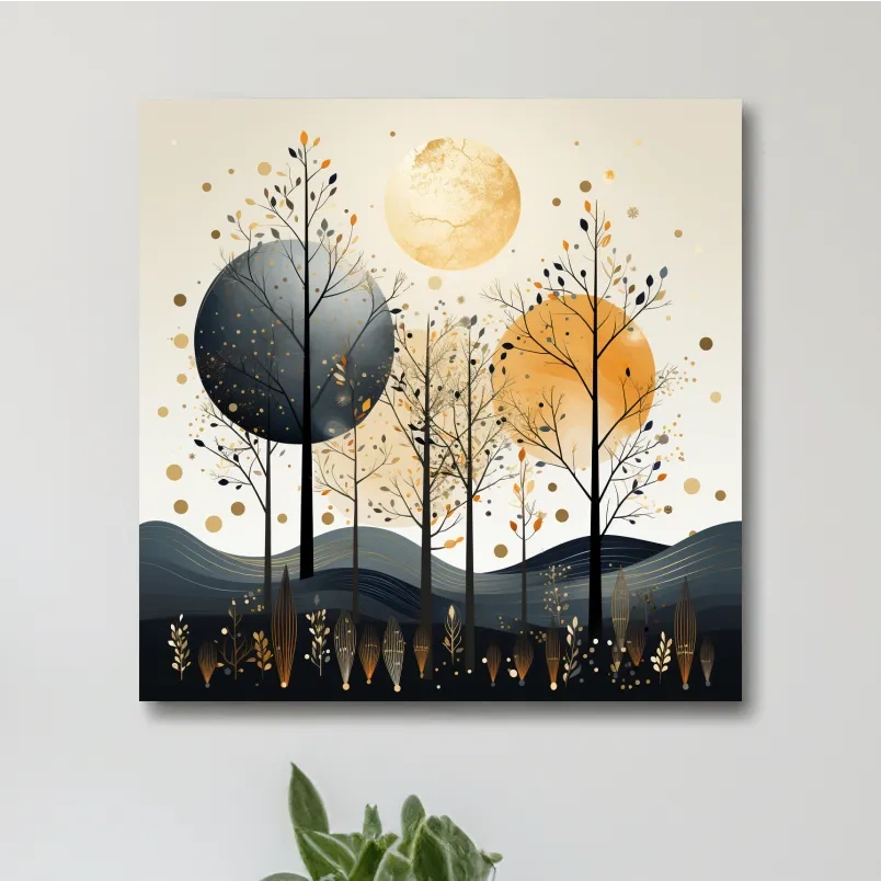 Surreal illustation of a chic boho forest