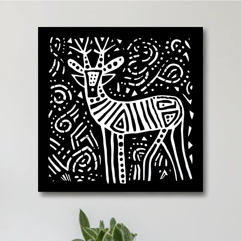 Simple tribal style doodle illustration of a deer