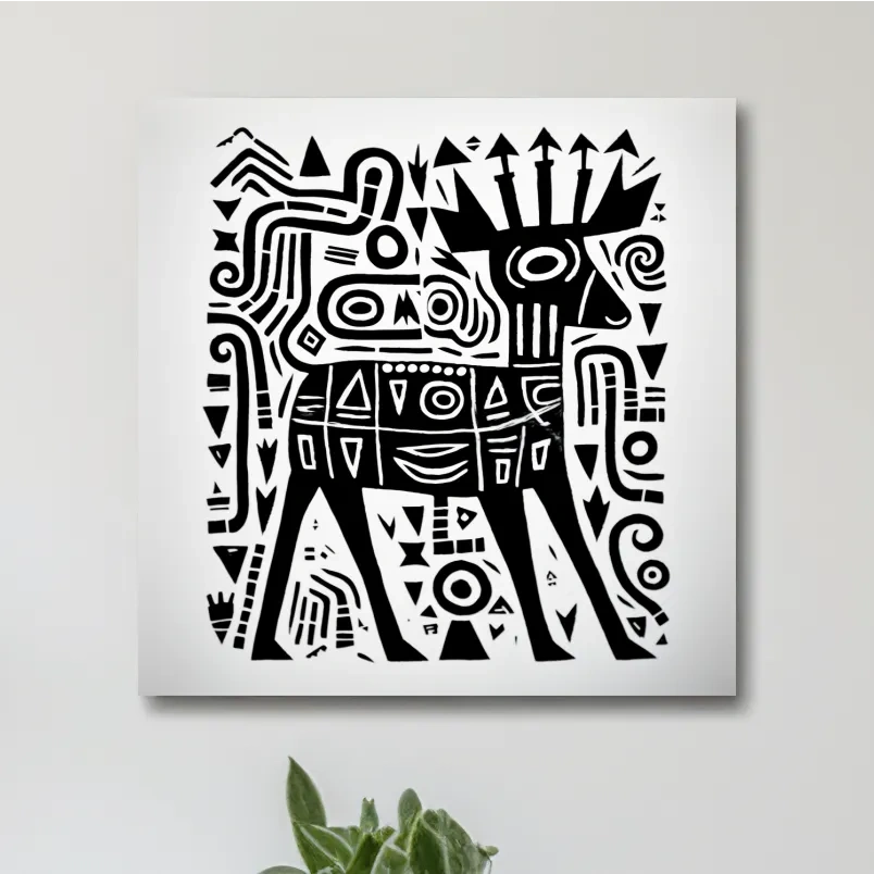 Tribal style quirky deer doodle illustration art