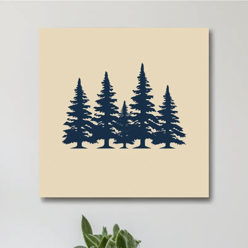 Minimal artwork, alpine treeline silhouette