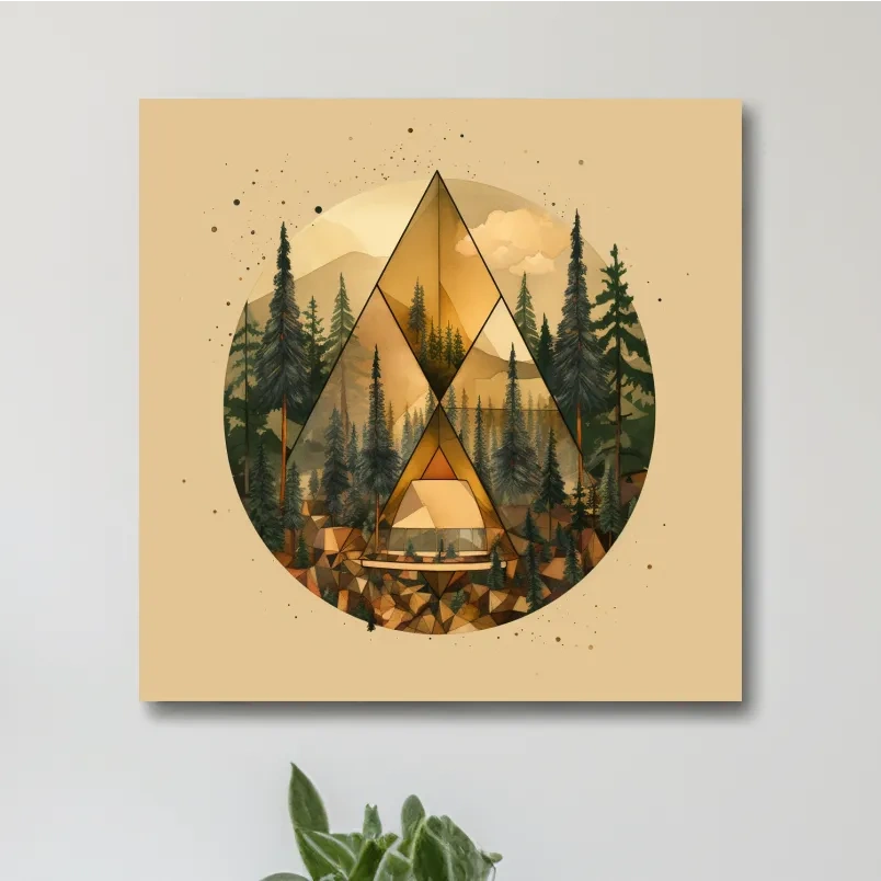 Cabin in the forest, elegant rustic wall art