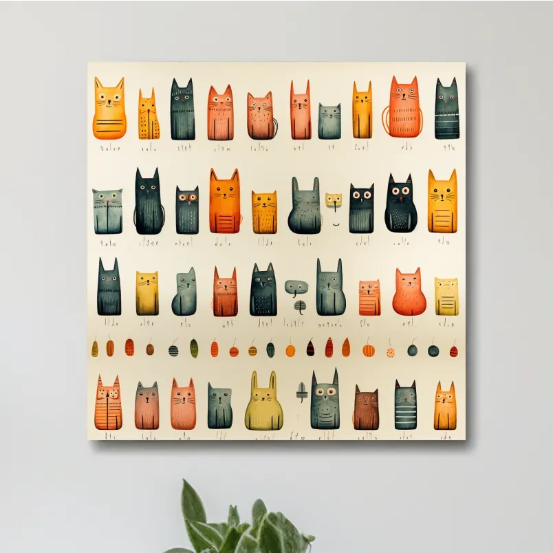 Quirky cats illustration artwork print