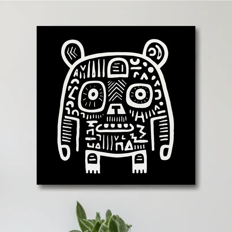 Bear artwork, quirky doodle style illustration