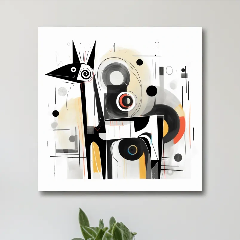 Abstract mid-century style painting of a geometric deer