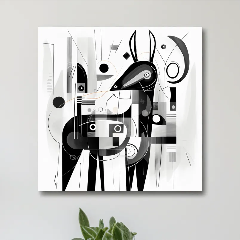 Abstract Geometric Deer Illustration - Mid Century Animal Wall Art