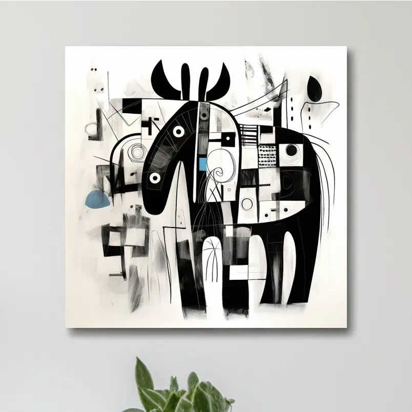 Mid-century abstract style painting of a moose
