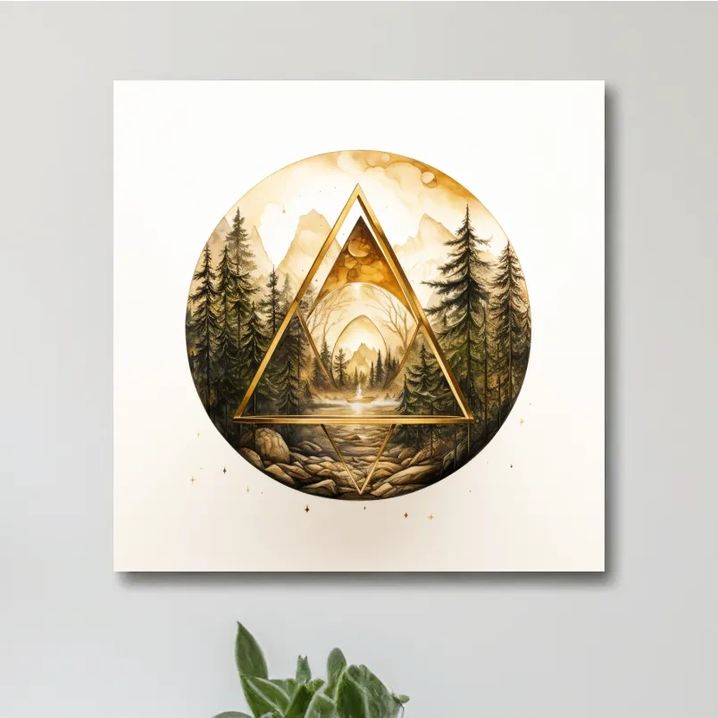 Elegant and rustic golden forest art