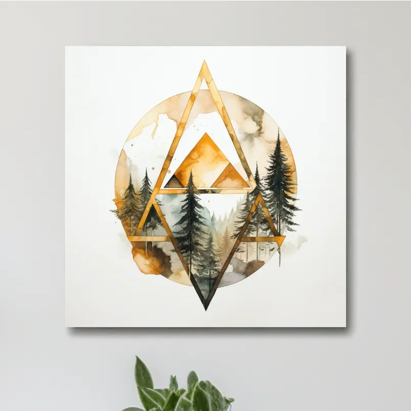 Rustic elegant abstract golden forest art