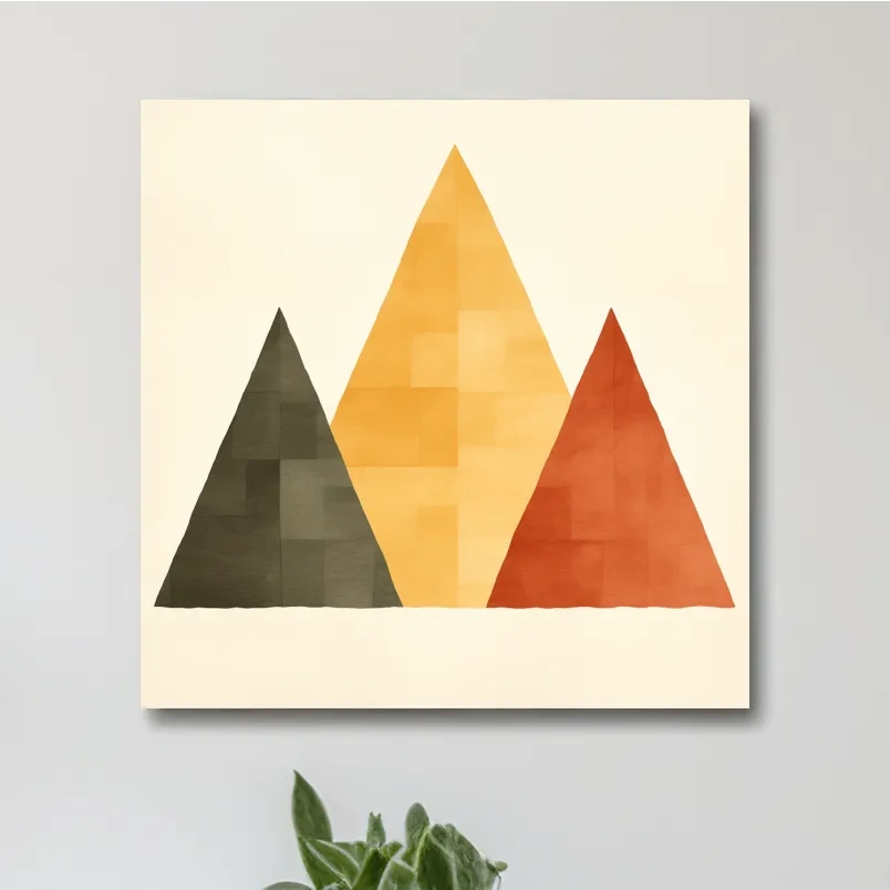 Minimal geometic mountain art, rustic boho style illustration