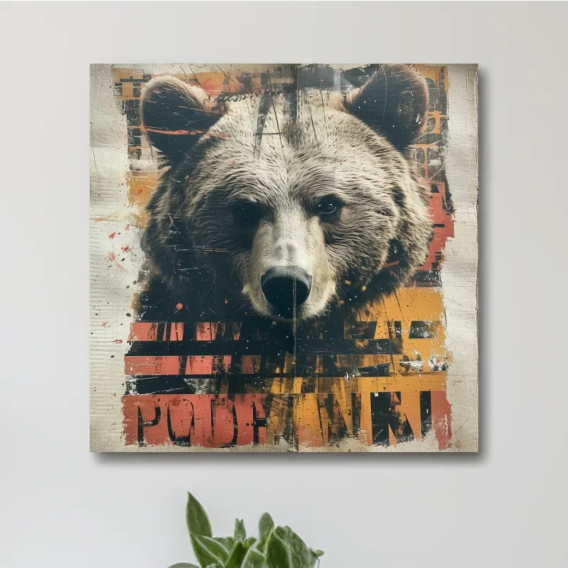 Grizzly bear collage artwork illustration