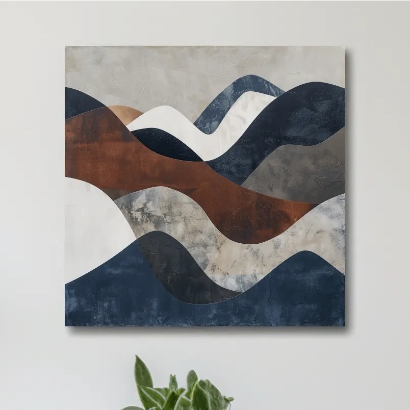 Modern abstract art, rolling mountain patterns wall art painting