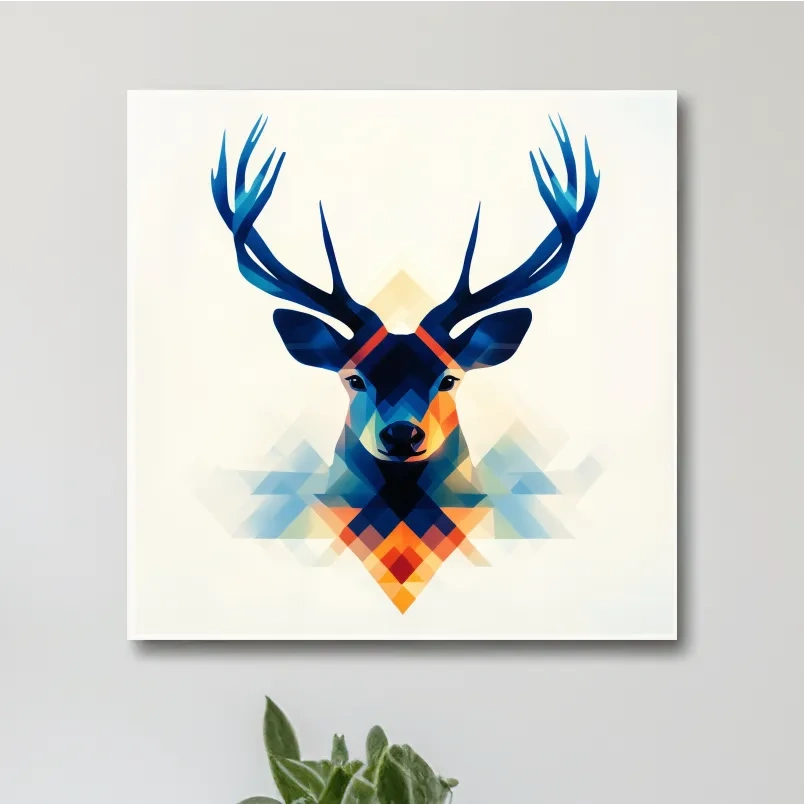 Colorful deer head illustration print wall art