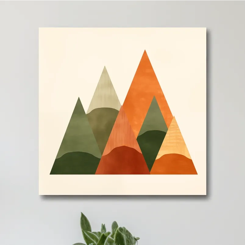 Rustic boho geometic mountain art illustration