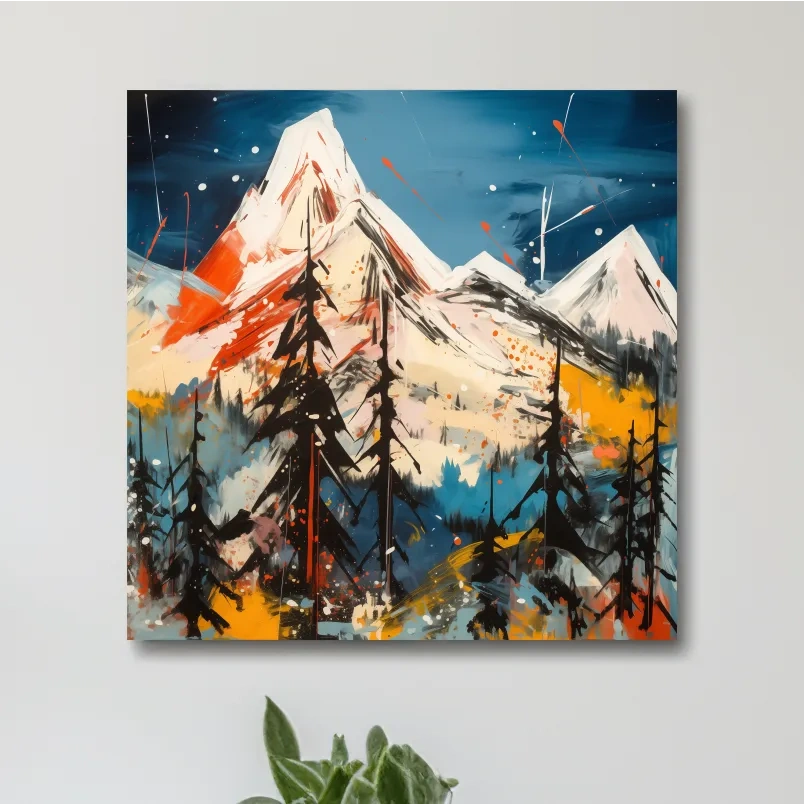 Vibrant Abstract Alpine Mountain Peaks - Bold Contemporary Painting Wall Art