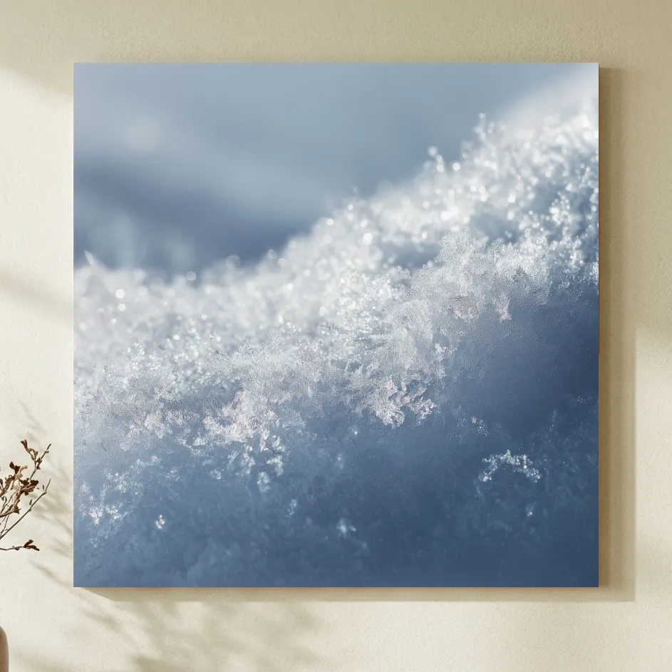 Sparkling Snowflake Ice Crystal Macro - Minimalist Winter Nature Wall Art