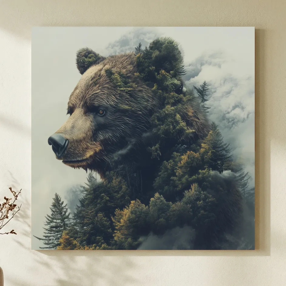Surreal Grizzly Bear Forest - Wildlife Nature Wall Art