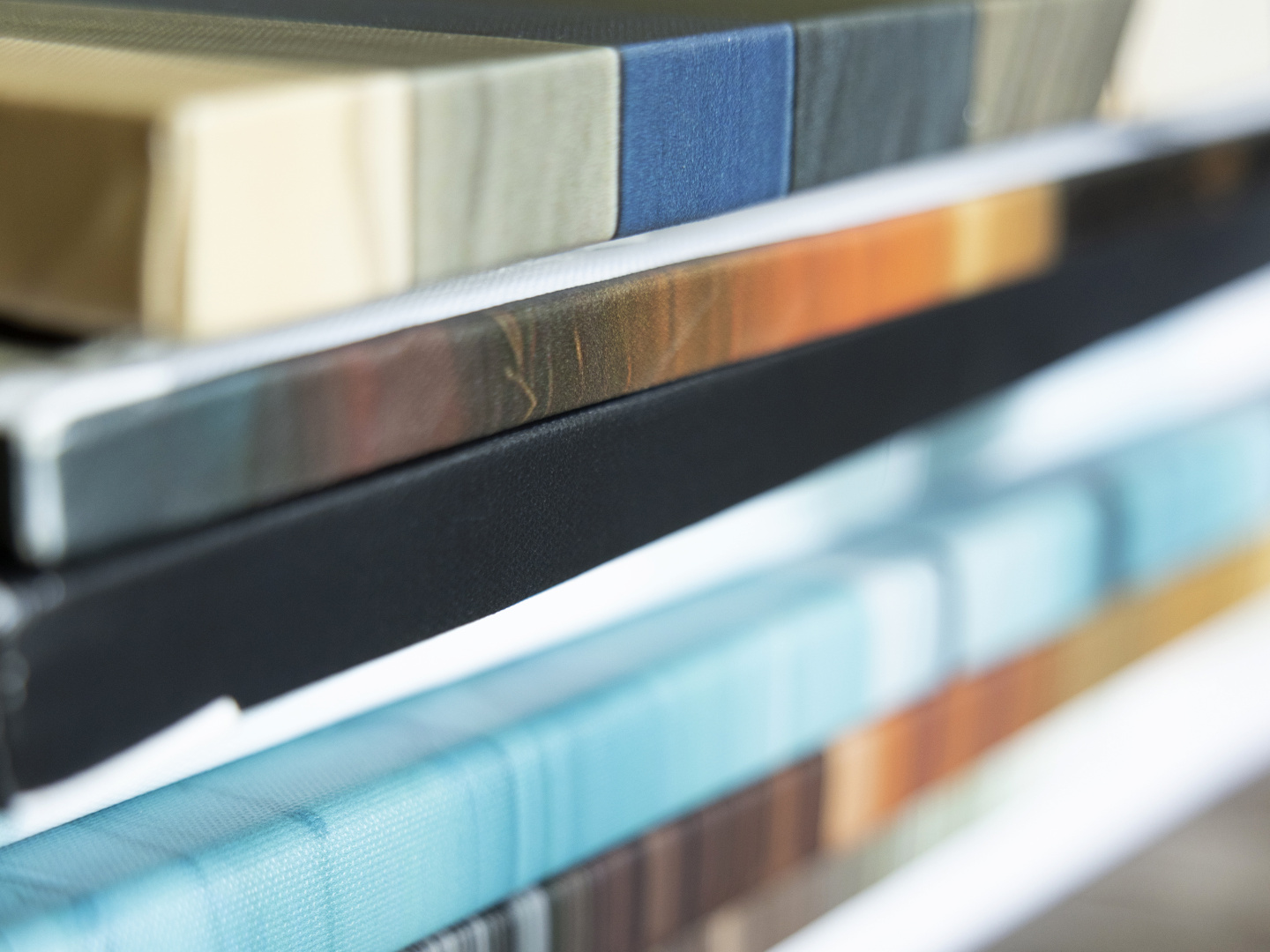 A stack of canvas prints from the side